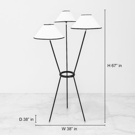Matte Black Floor Lamp: Modern Steel 3-Shade Design black