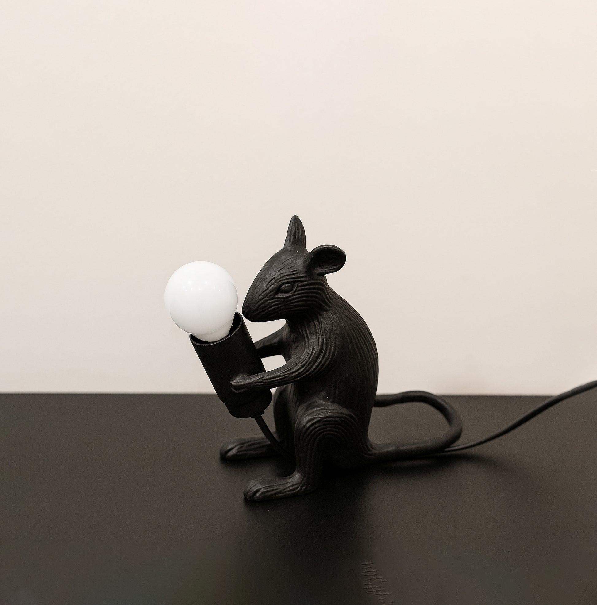 Whimsical Black Mouse Lamp for Fun Decor Black