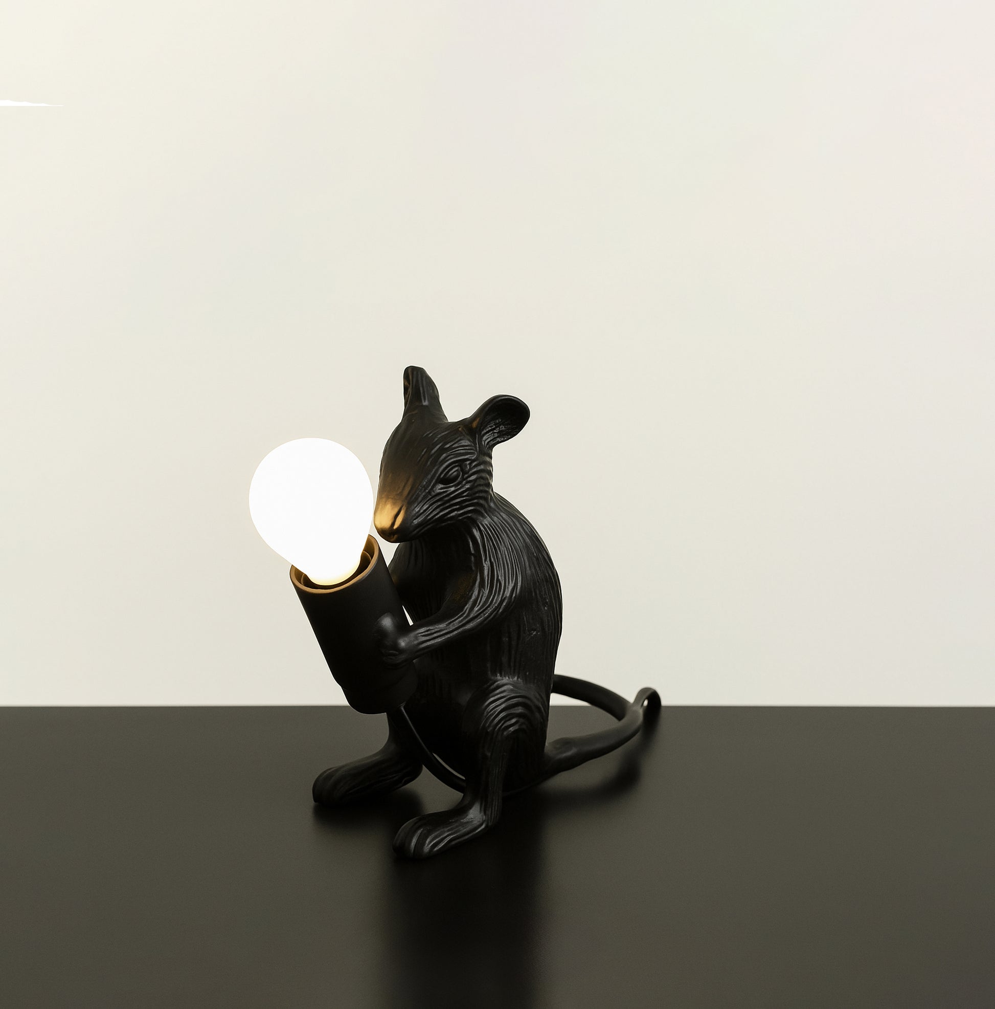 Whimsical Black Mouse Lamp for Fun Decor Black