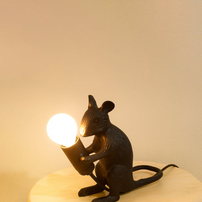 Whimsical Black Mouse Lamp for Fun Decor Black