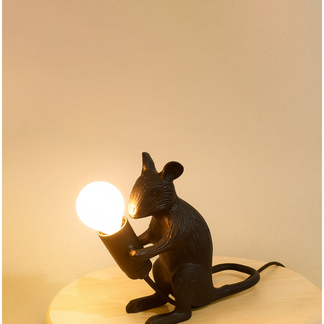 Whimsical Black Mouse Lamp for Fun Decor Black