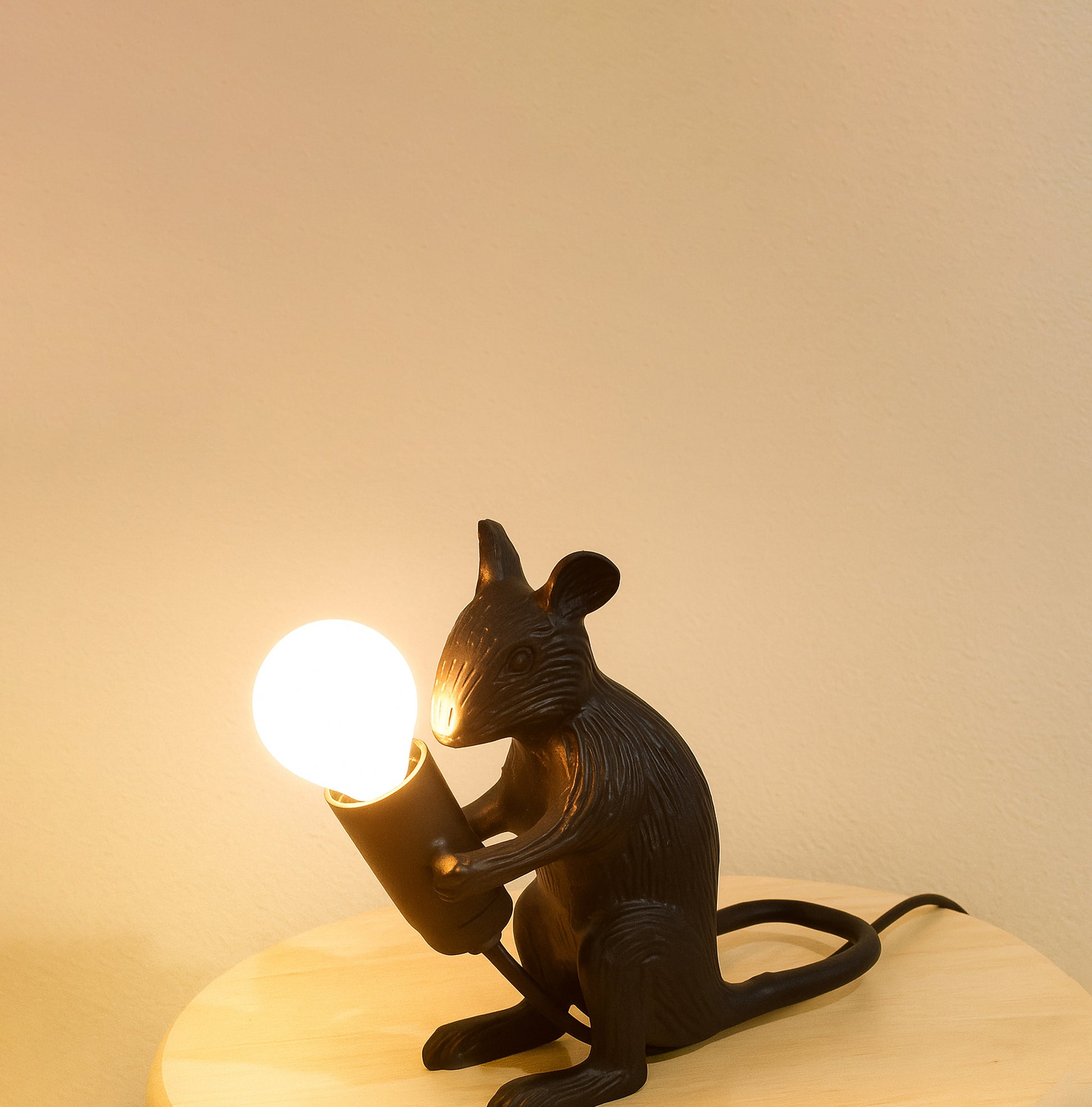 Whimsical Black Mouse Lamp for Fun Decor Black