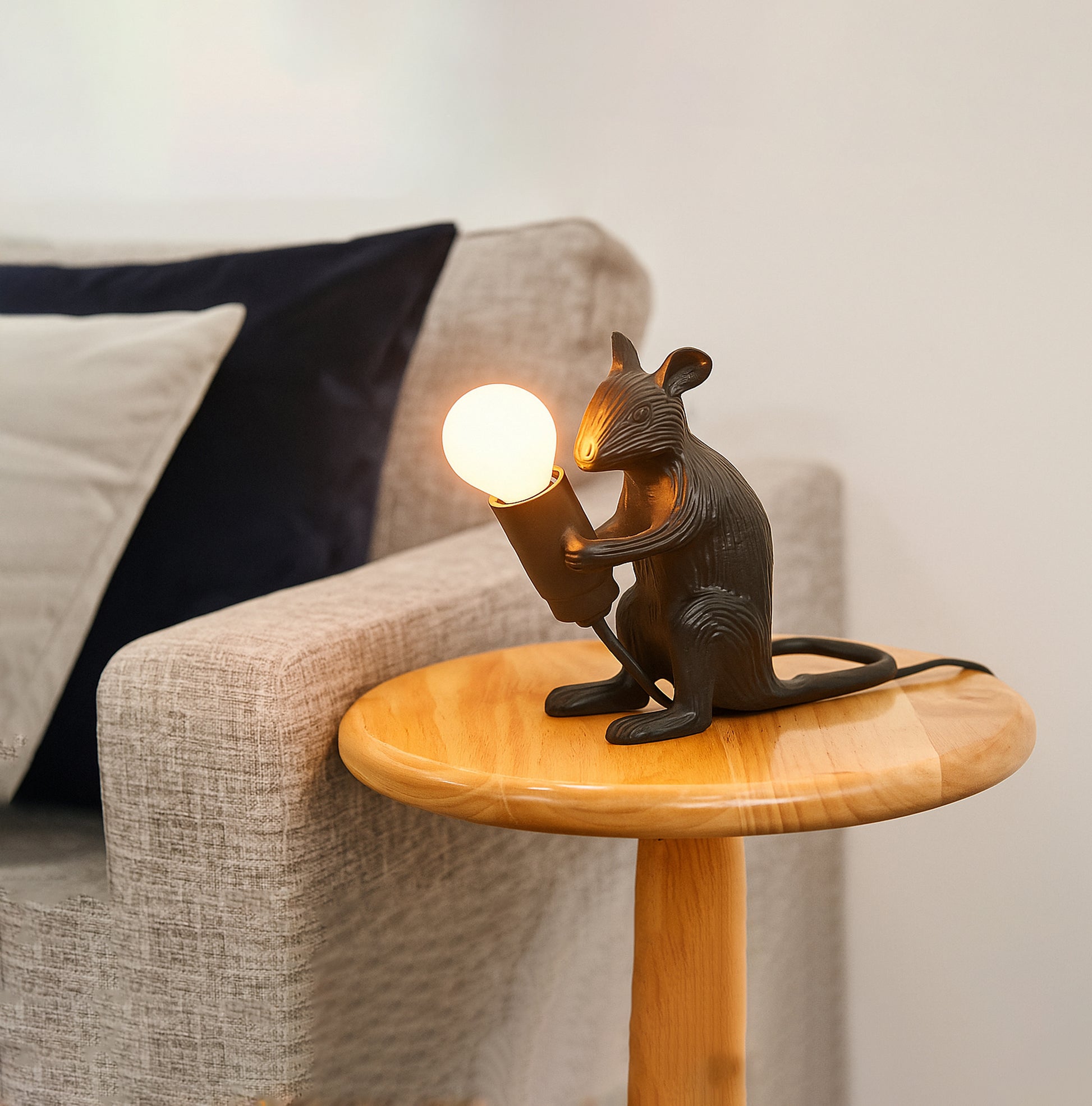 Whimsical Black Mouse Lamp for Fun Decor Black