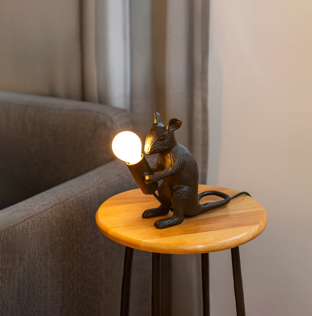 Whimsical Black Mouse Lamp for Fun Decor Black
