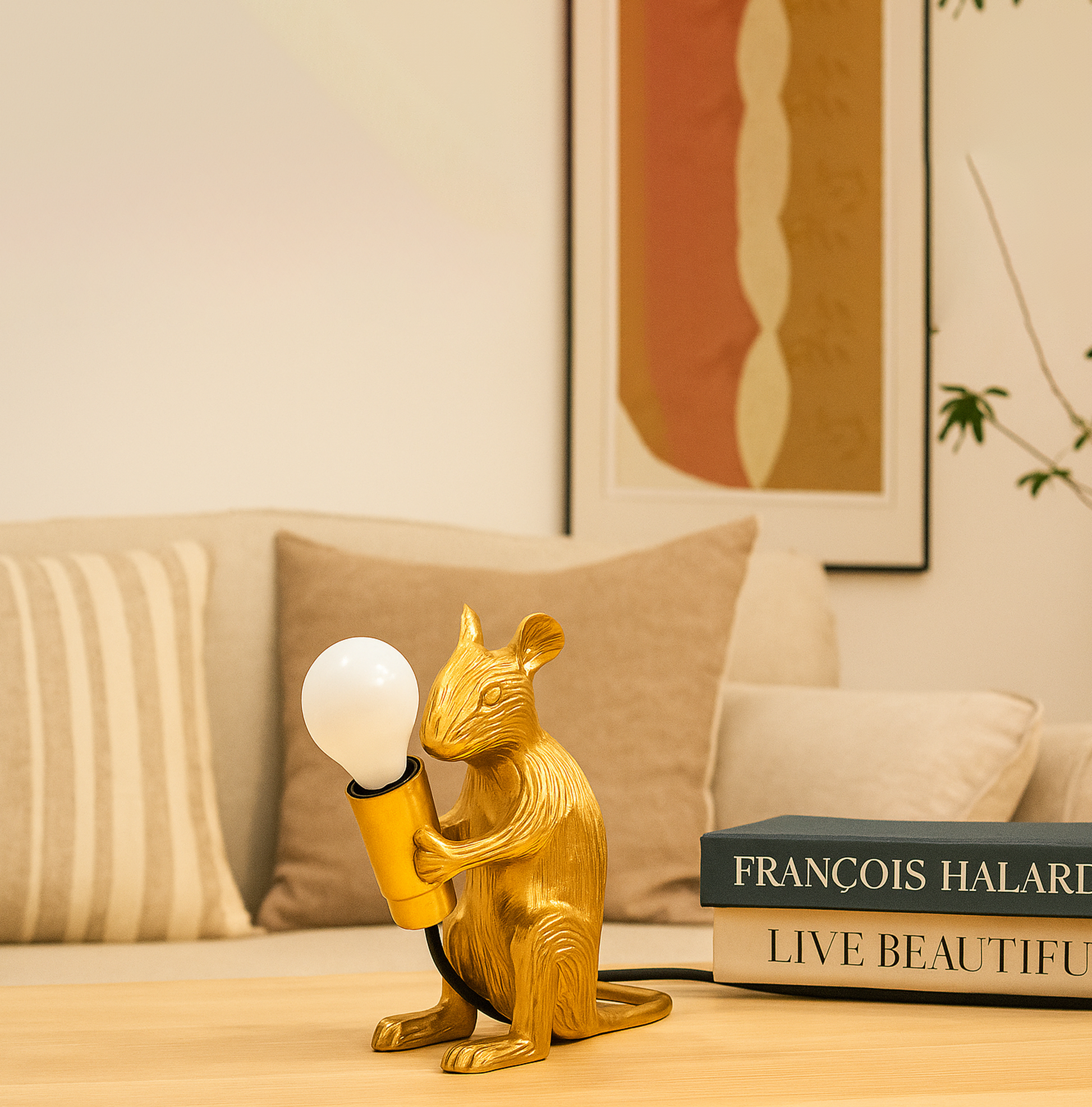 Brighten Up with a Stunning Golden Mouse Lamp Golden