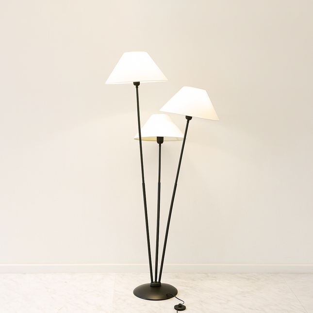 Sophisticated Lighting: Black Floor Lamp with Three Shades matte black