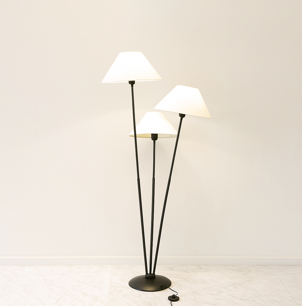 Sophisticated Lighting: Black Floor Lamp with Three Shades matte black
