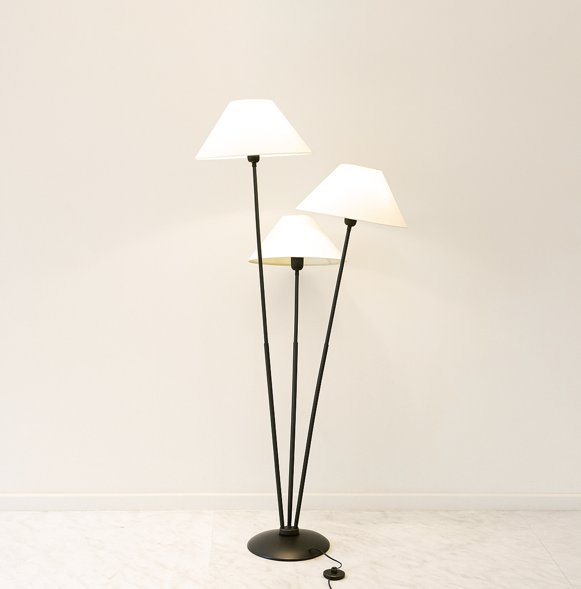 Sophisticated Lighting: Black Floor Lamp with Three Shades matte black