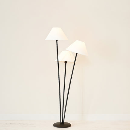 Sophisticated Lighting: Black Floor Lamp with Three Shades matte black