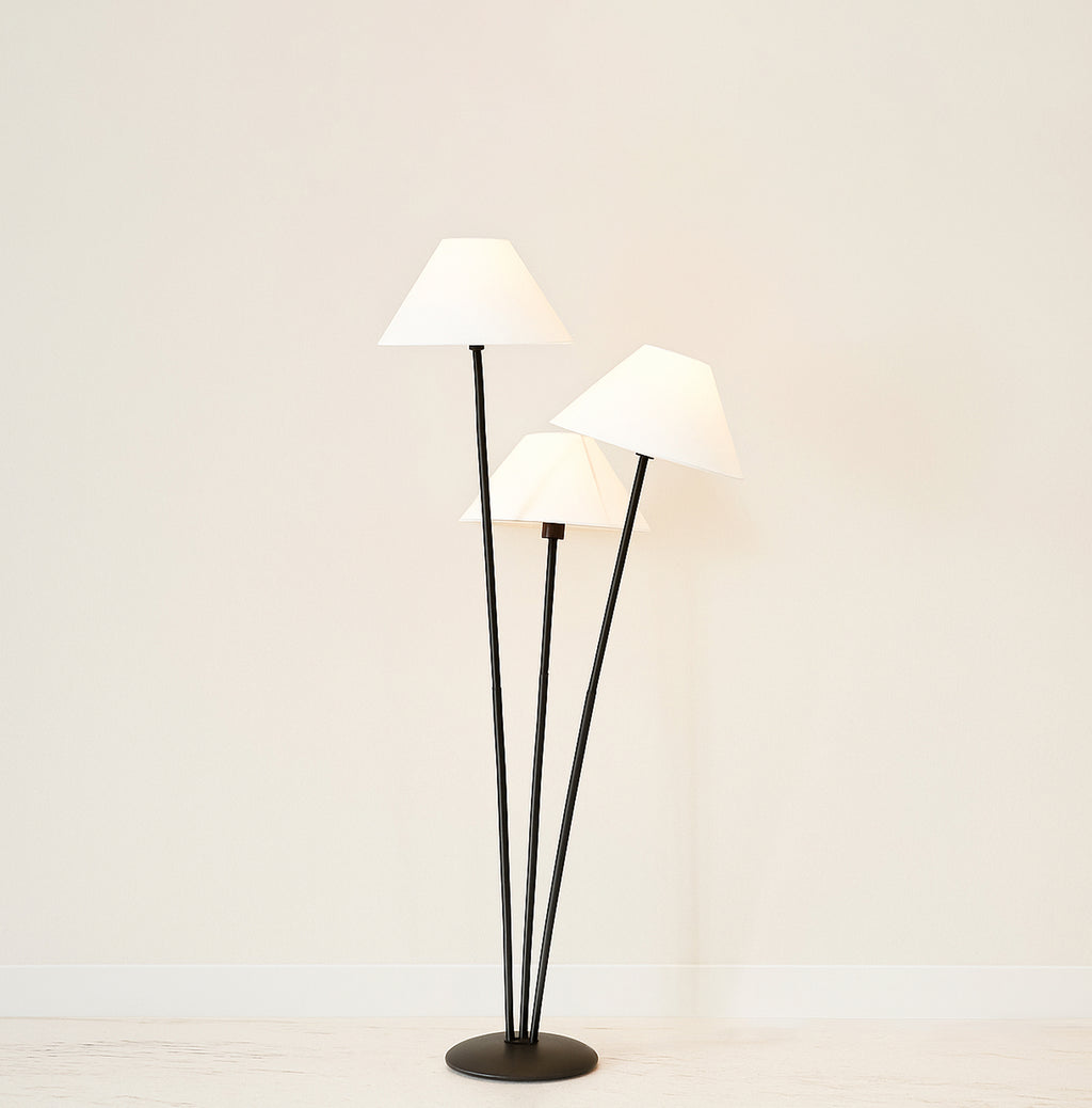 Sophisticated Lighting: Black Floor Lamp with Three Shades matte black
