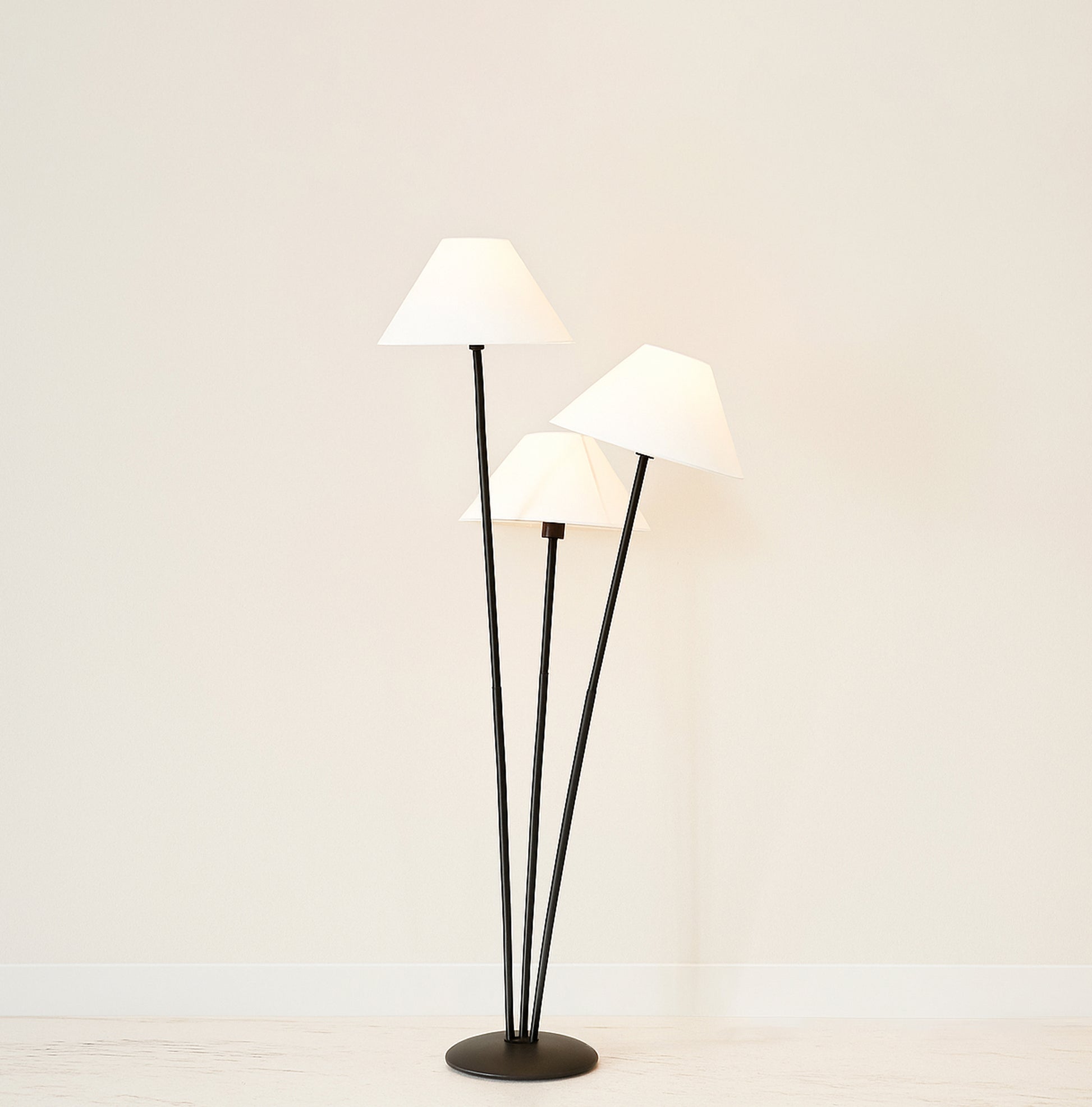 Sophisticated Lighting: Black Floor Lamp with Three Shades matte black