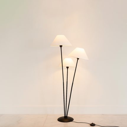 Sophisticated Lighting: Black Floor Lamp with Three Shades matte black