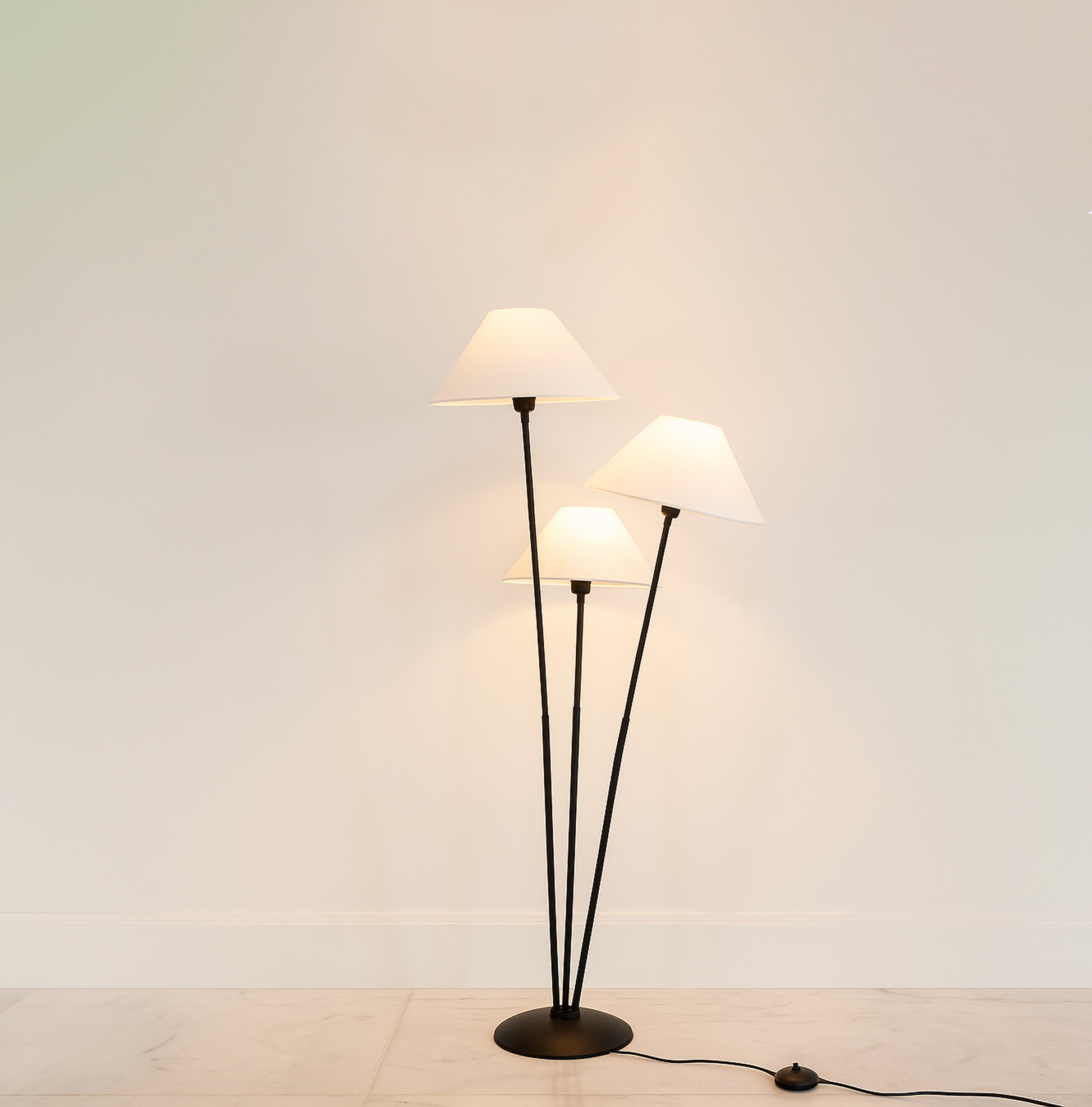 Sophisticated Lighting: Black Floor Lamp with Three Shades matte black