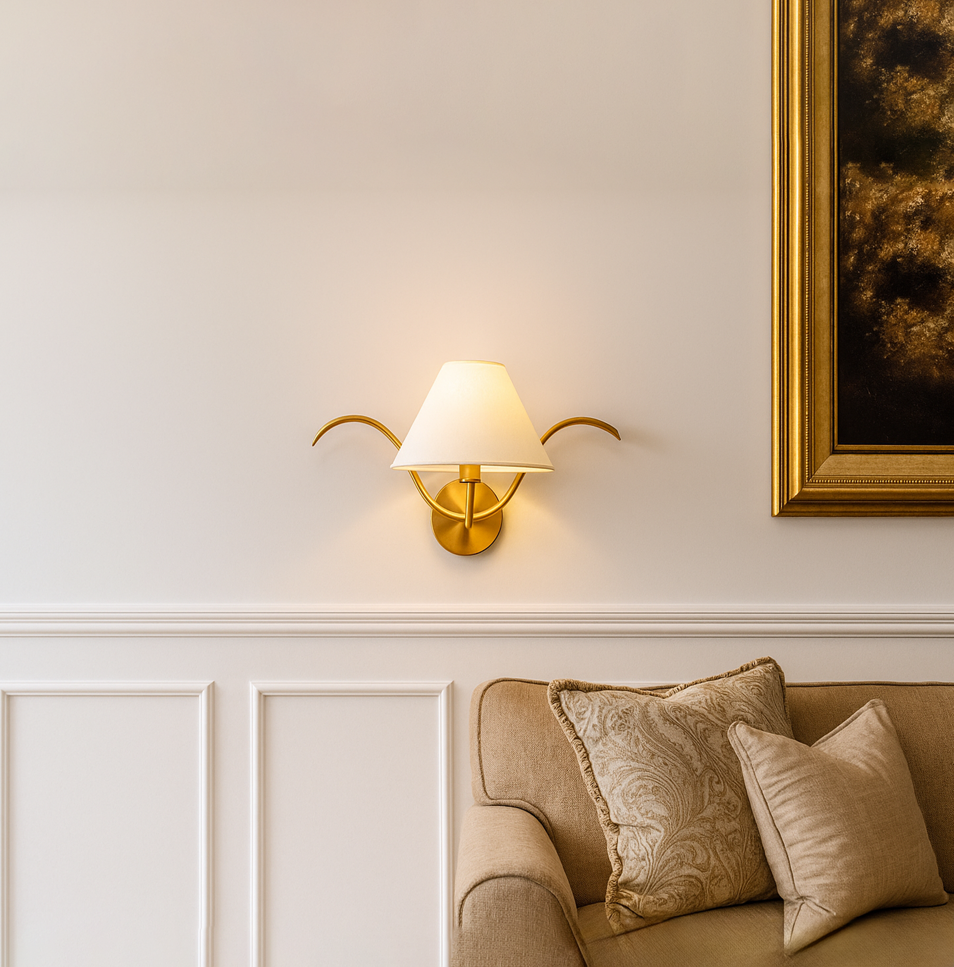 Wall Lamps with Canopy in Elegant Gold Finish