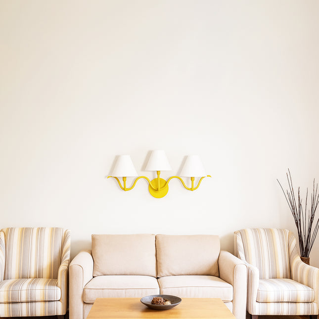 Illuminate Your Space with Yellow Triple Shade Sconces Yellow