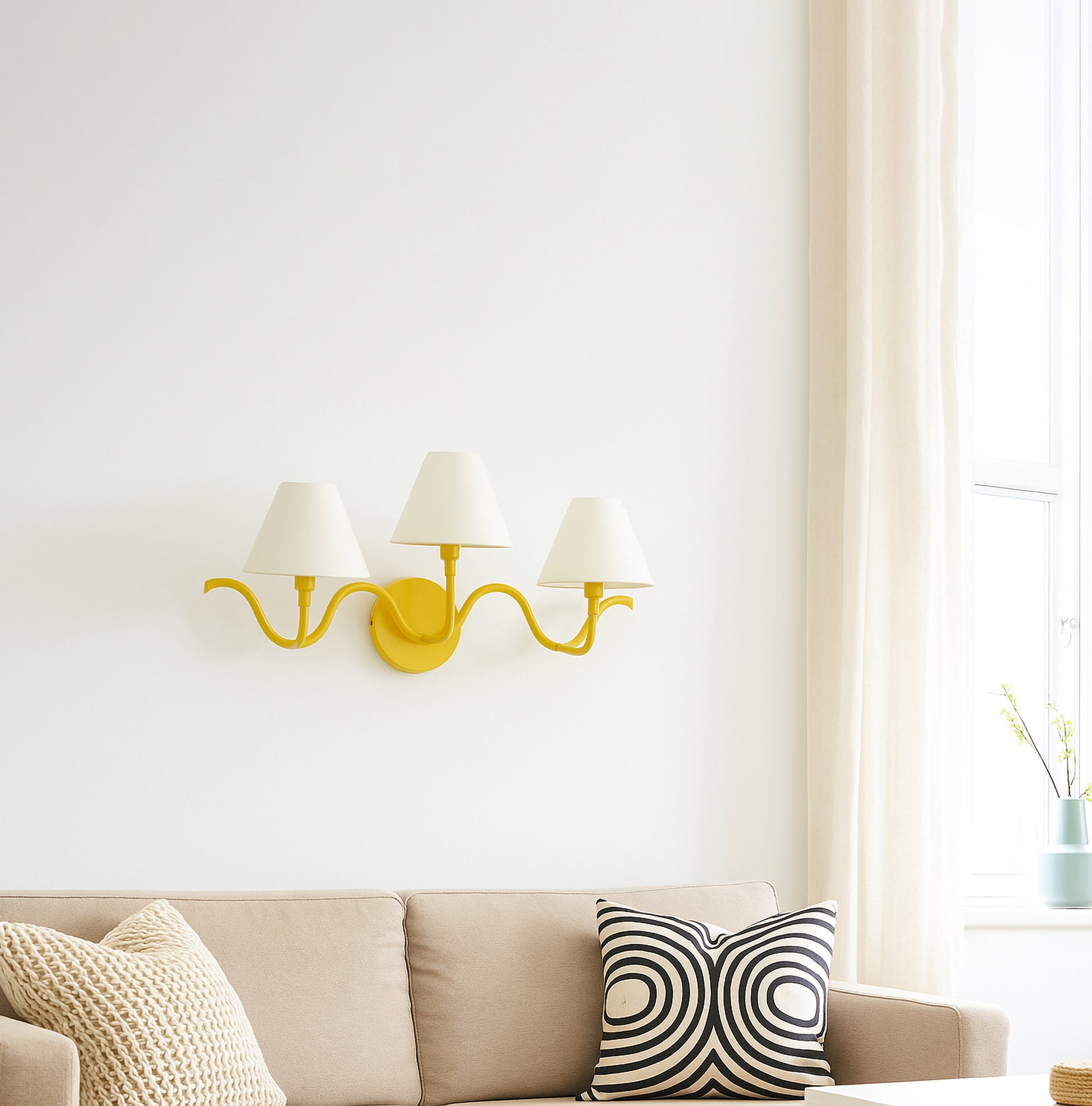 Illuminate Your Space with Yellow Triple Shade Sconces Yellow