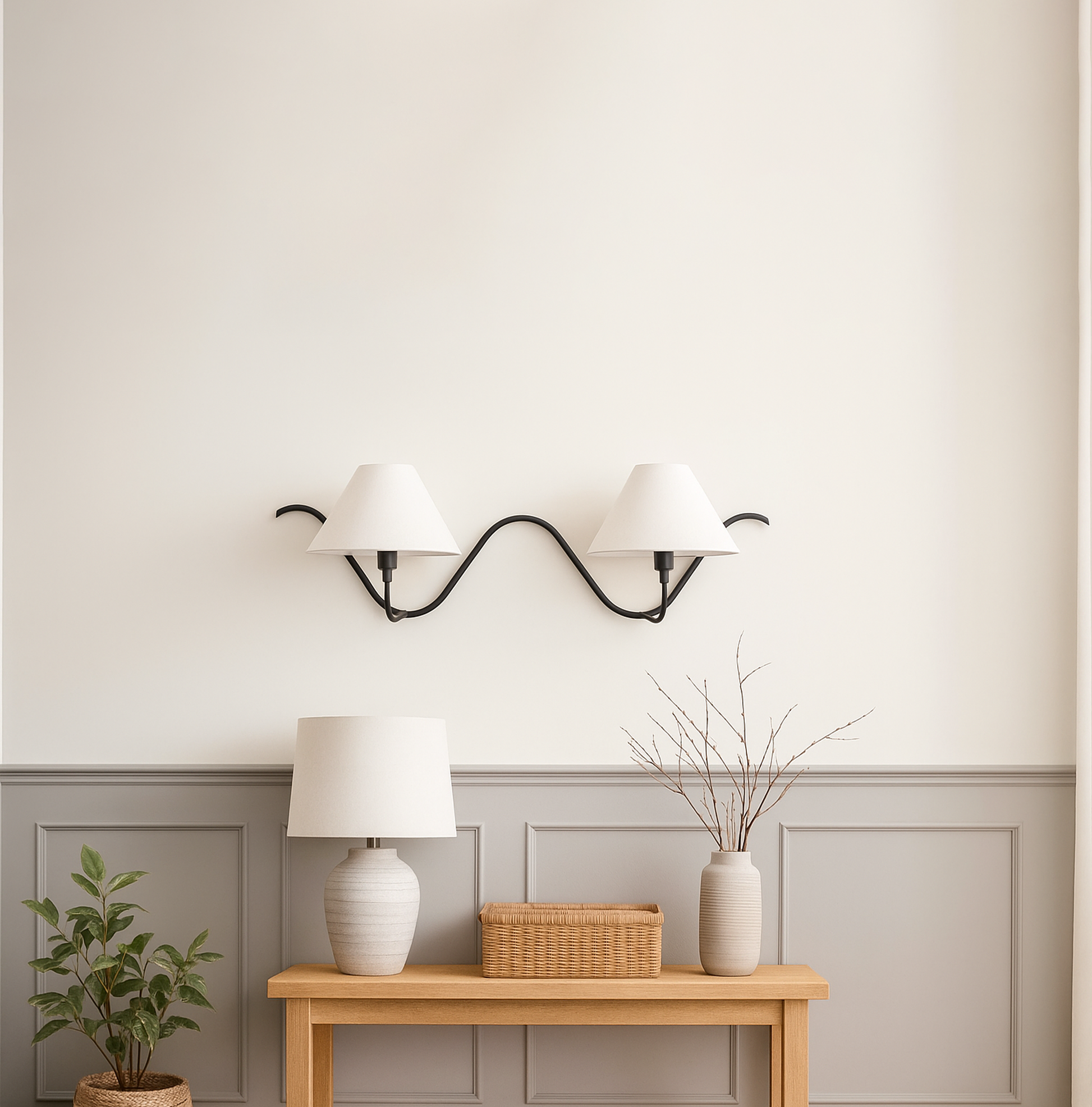Stylish Black Wall Lamps with Two Light Sources