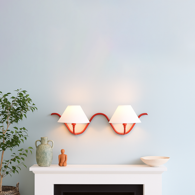 Red Wall Lamps Featuring Dual Bulbs