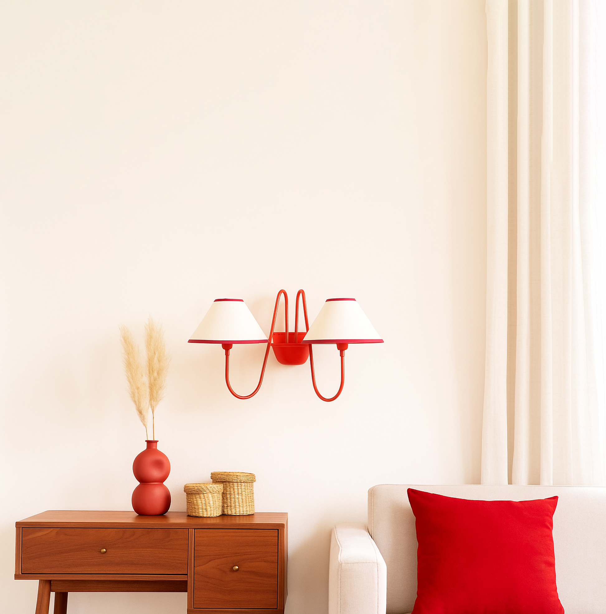 Elegant Red Wall Sconces: Unique Lined Shade Options Red