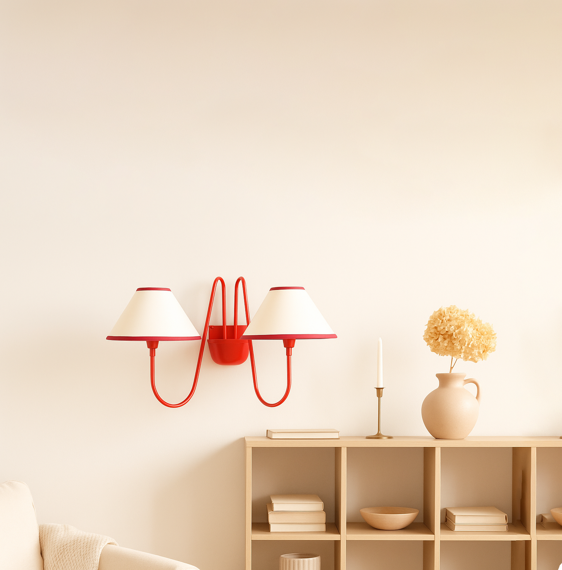 Elegant Red Wall Sconces: Unique Lined Shade Options Red