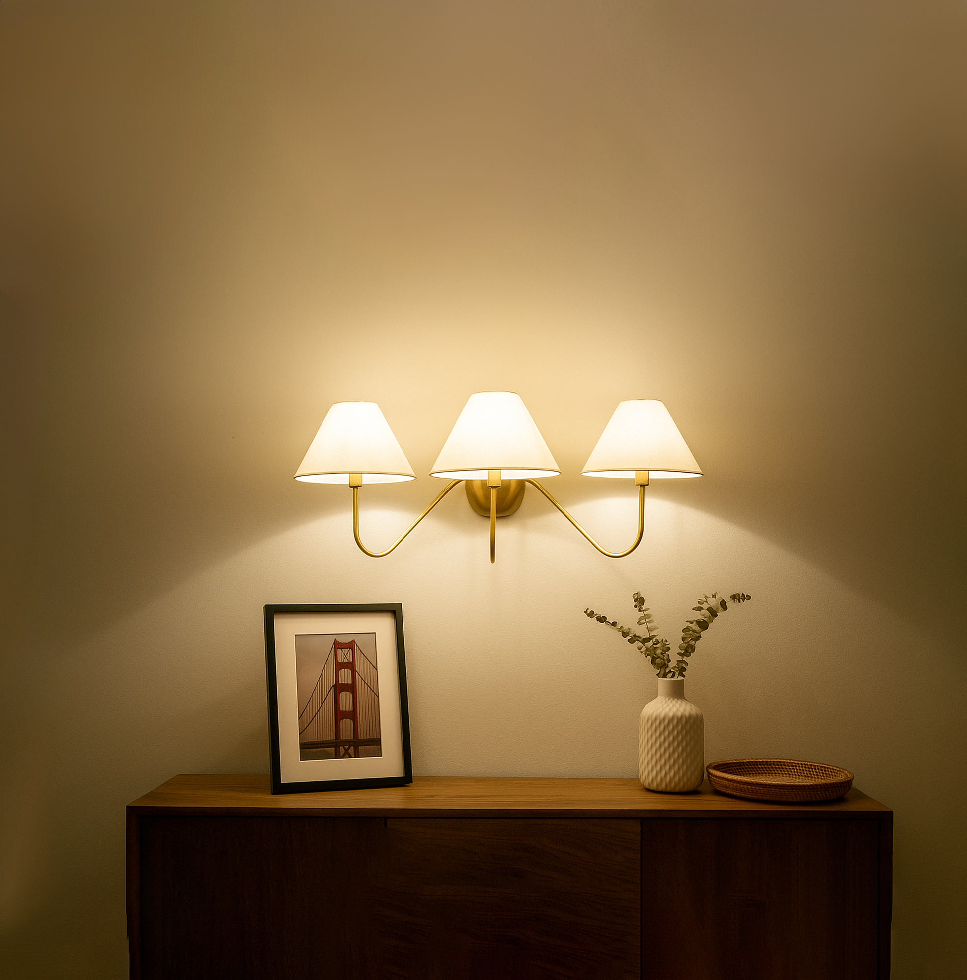 Introducing our modern gold 3 Lights Wall Lamp, a stunning addition to any space.