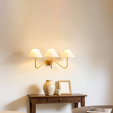Introducing our modern gold 3 Lights Wall Lamp, a stunning addition to any space.