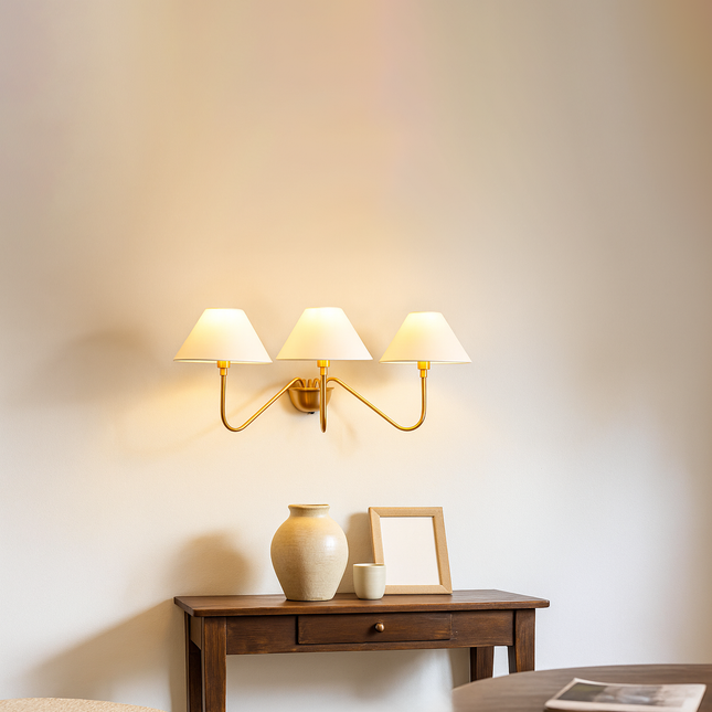 Introducing our modern gold 3 Lights Wall Lamp, a stunning addition to any space.