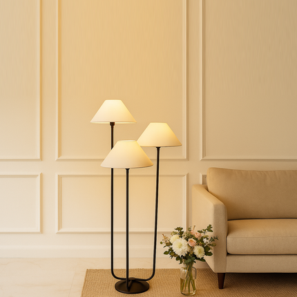 Matte Black Floor Lamp: Mid-Century Modern Bedroom Lighting Gold