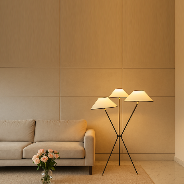 Matte Black Floor Lamp: Modern Steel 3-Shade Design black