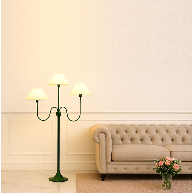 The Allure of Green Triple Shade Floor Lamps for Modern Homes Wood