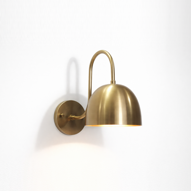 Modern brown antique Arched Wall Lamp with Hemisphere Shade