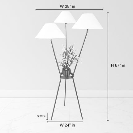 Golden Floor Lamp with Three Shades: Living Room Lighting matte black