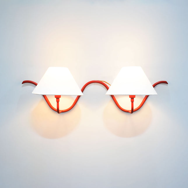 Red Wall Lamps Featuring Dual Bulbs