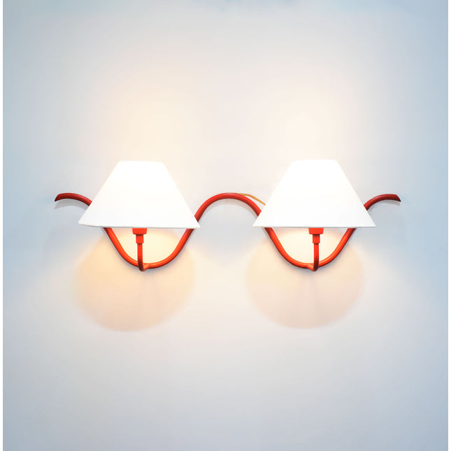 Red Wall Lamps Featuring Dual Bulbs