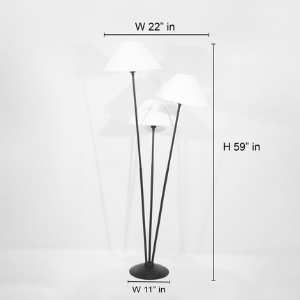 Sophisticated Lighting: Black Floor Lamp with Three Shades matte black