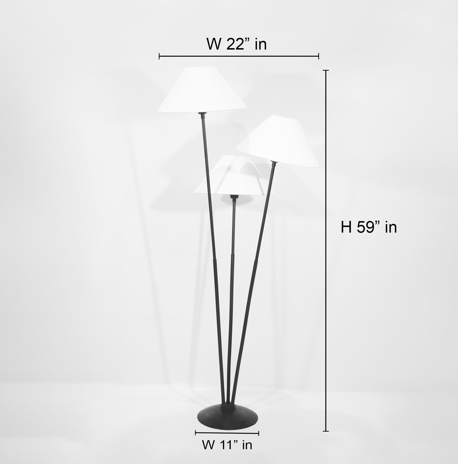 Sophisticated Lighting: Black Floor Lamp with Three Shades matte black